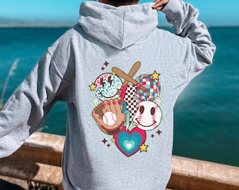 Frauen Baseball Hoodie, Retro Baseball Hoodie, Vintage Baseball, Baseball Smiley, Spieltag Hoodie, Baseball Mom Hoodie, Teen Baseball