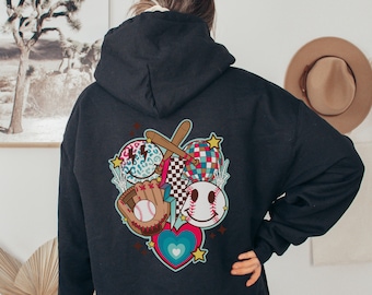 Frauen Baseball Hoodie, Retro Baseball Hoodie, Vintage Baseball, Baseball Smiley, Spieltag Hoodie, Baseball Mom Hoodie, Teen Baseball