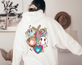 Frauen Baseball Hoodie, Retro Baseball Hoodie, Vintage Baseball, Baseball Smiley, Spieltag Hoodie, Baseball Mom Hoodie, Teen Baseball