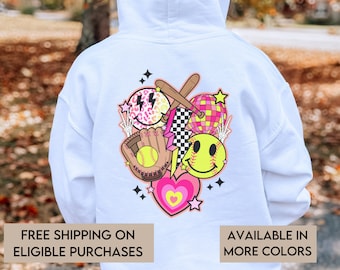 Trendy Softball Hoodie for Kids, Preppy Softball Hoodie, Softball Sweatshirt for Girl, Girl Softball Gift, Softball Team Sweatshirt