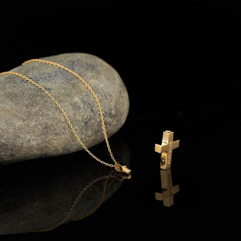 Cross Cremation Urn Necklace 14K Gold Solid Gold Necklace for Etsy