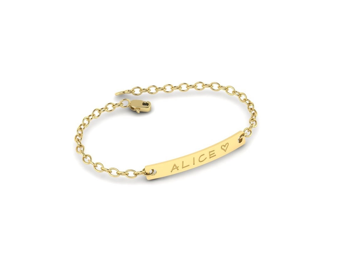 14K Gold Baby Girl and Boy Name Bracelet Gift for 1 Year Old Etsy
