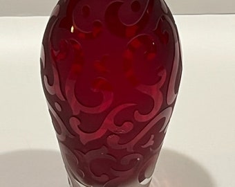 Ruby red Cranberry Bud vase Vintage