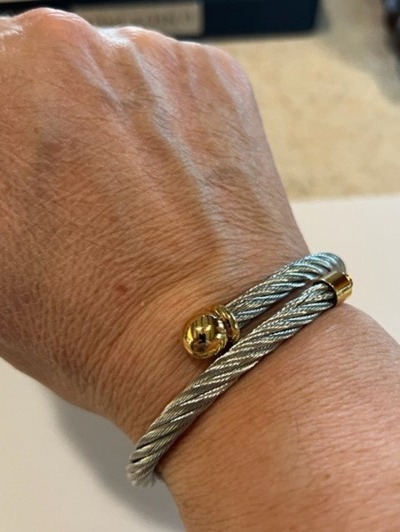 Anne Klein celtic style cable bangle bracelet sil… - image 5