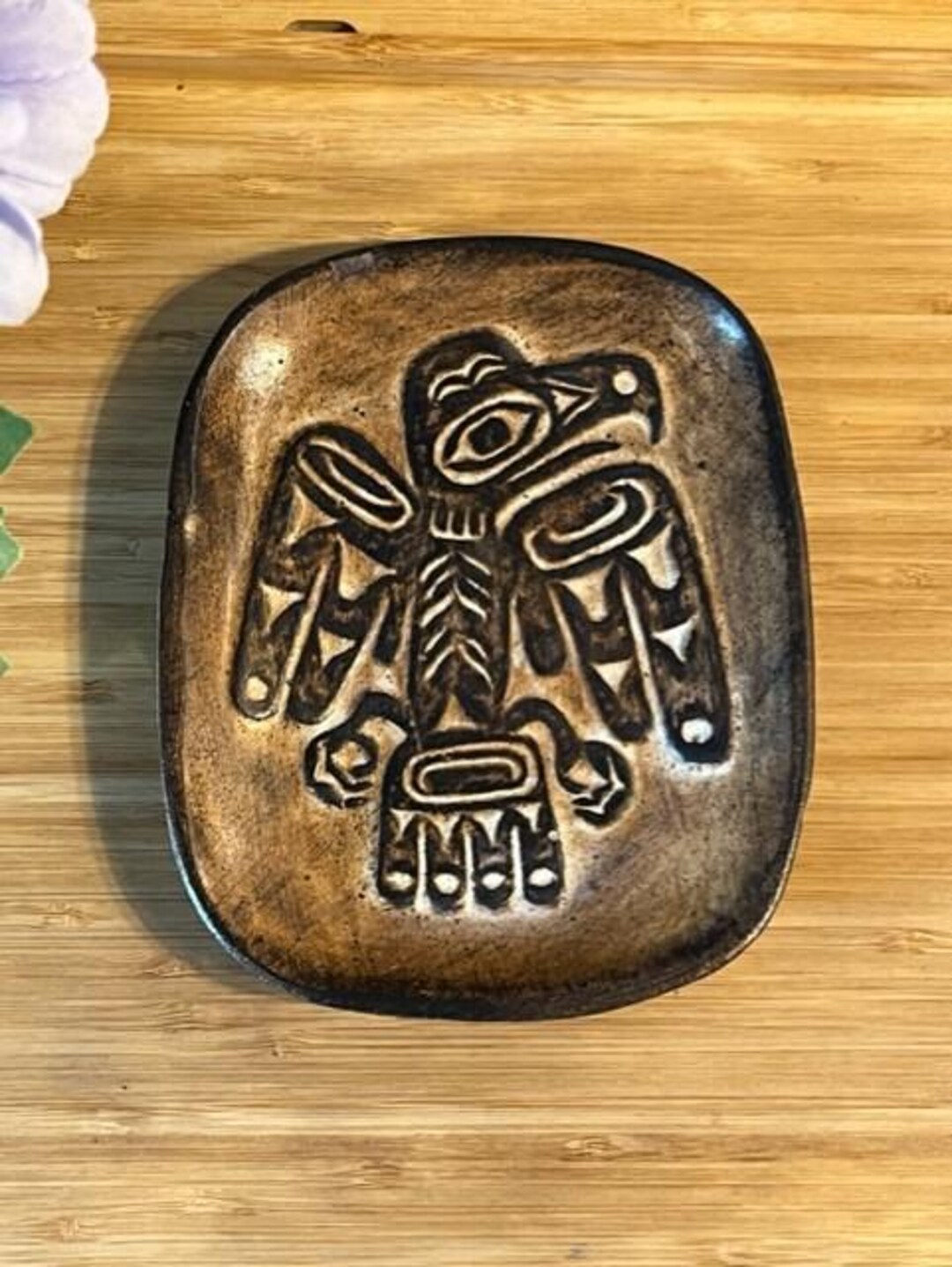 Vtg Haida Hand Made Clay Plate Eagle Thunderbird Artist Ruth Meecham ...