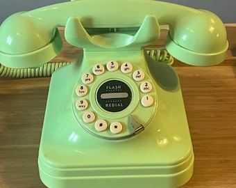 Telefone de botão verde menta, modelo vintage da Polyconcept Company *LEIA*