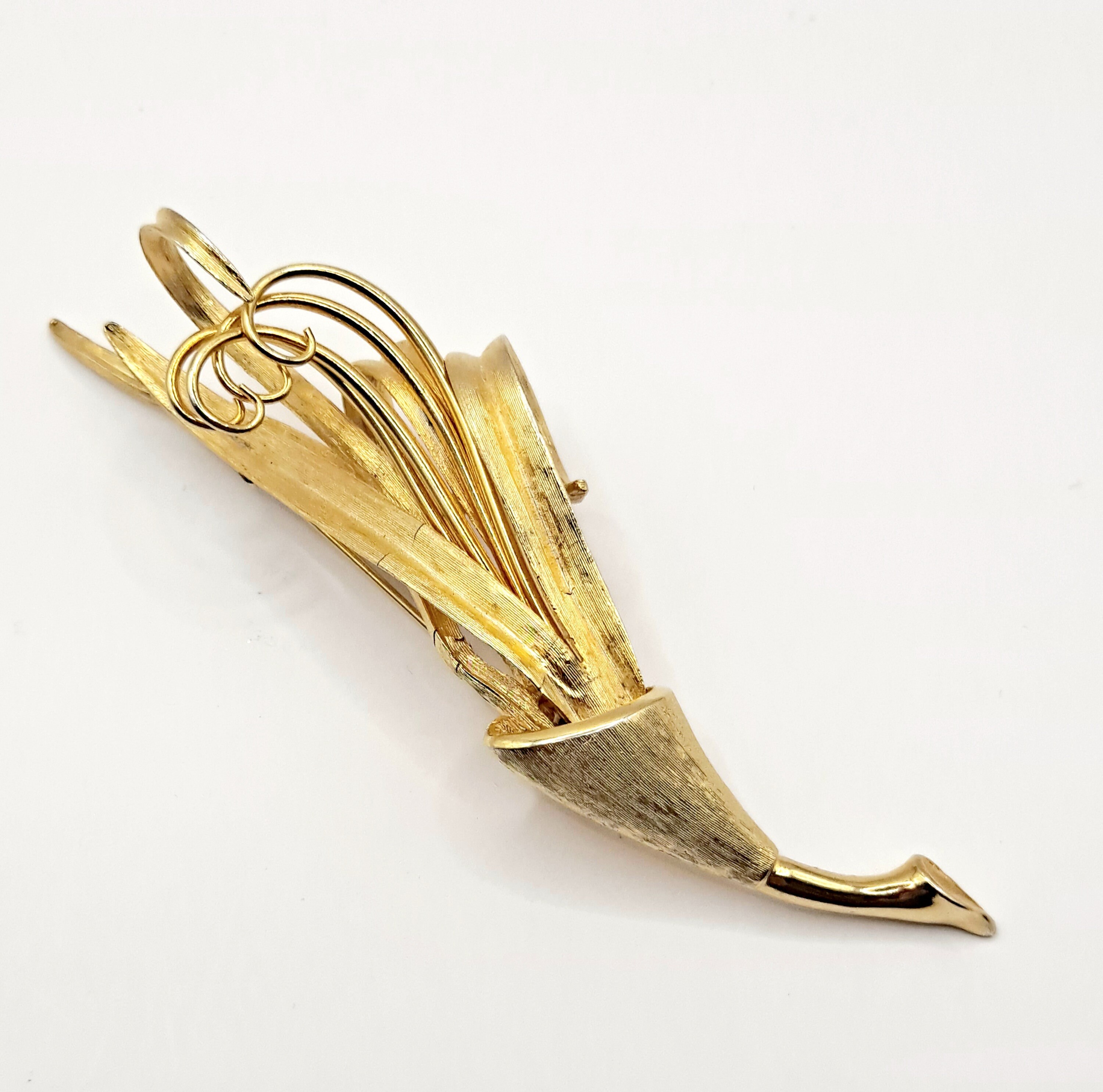 Kramer of New York Purple Rhinestone Brooch, Gold Plated