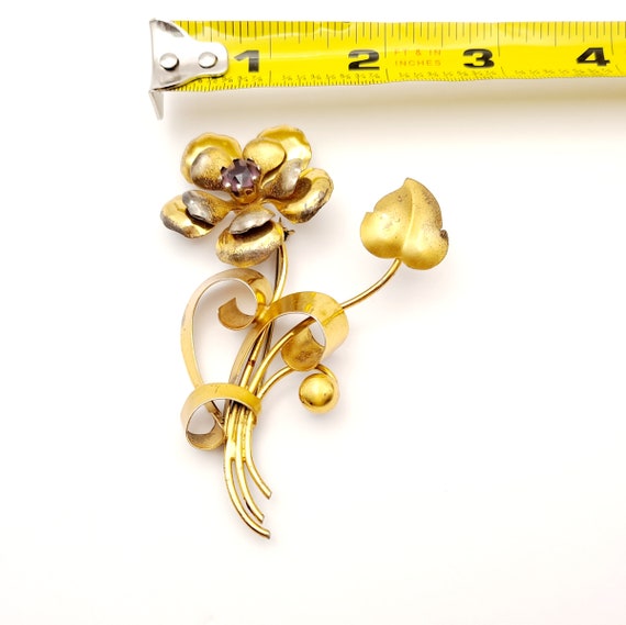 Vintage Gold Wash Sterling Silver Floral & Ribbon… - image 9