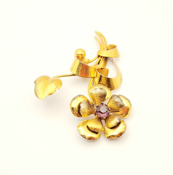 Vintage Gold Wash Sterling Silver Floral & Ribbon… - image 4