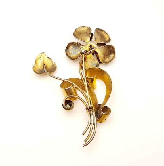 Vintage Gold Wash Sterling Silver Floral & Ribbon… - image 6