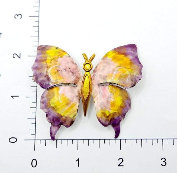 Vintage Colorful Butterfly Brooch - Large Purple,… - image 10