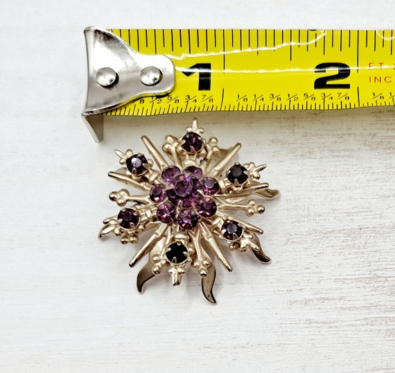 Vintage Victorian Style Purple Rhinestone Floral … - image 6