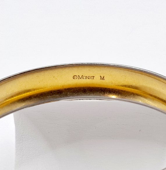 Vintage Signed Monet Simple Goldtone Bracelet - 2… - image 4