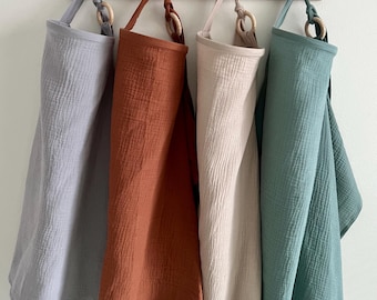 Nursing Cover for Baby Breastfeeding & Pumping | Muslin Double Gauze Cotton | Breast Feeding Apron Shawl Breathable Wire Neutrals Beige