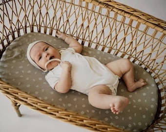 Baby Korb Stubenwagen Bettwäsche ausgestattet | Wickelkorb Ausgestattet | Baumwolle Moses | Spanbettlaken Babybett | Mini Kinderzimmer Bettwäsche