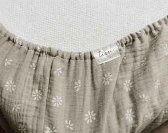 Sábana de cuna equipada bebé / muselina algodón oeko-tex banda elástica / Spanbettlaken Babybett / ropa de cama de guardería Daisy Flower / Neutral Boy Girl