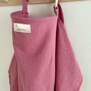 Nursing Cover for Baby Breastfeeding & Pumping Muslin Double Gauze Cotton Breast Feeding Apron Shawl Breathable Wire Golden dot Mauve Pink