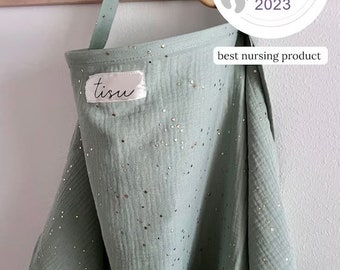 Nursing Cover for Baby Breastfeeding & Pumping | Muslin Double Gauze Cotton | Breast Feeding Apron Shawl Breathable Wire colour Mint Green