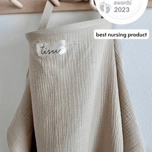 Nursing Cover for Baby Breastfeeding & Pumping Muslin Double Gauze Cotton Breast Feeding Apron Shawl Breathable Wire Storage Pouch Oat Nursing cover only