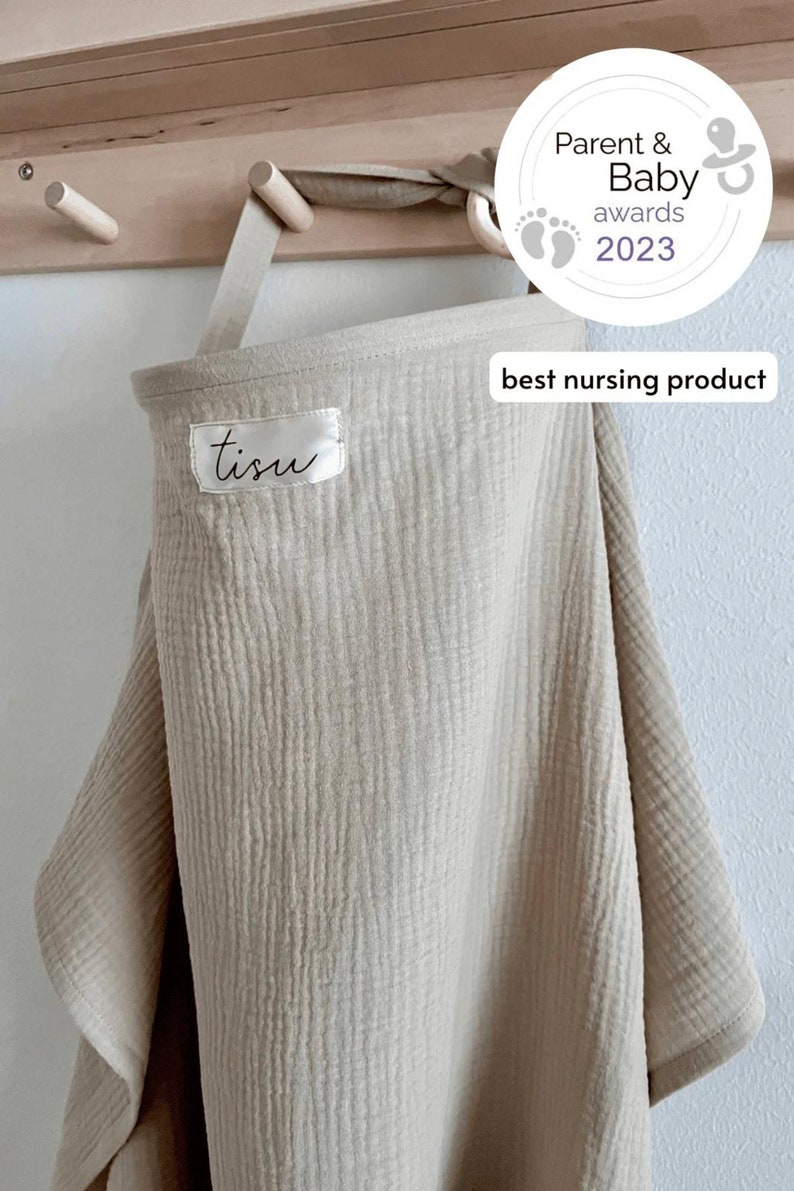 Nursing Cover for Baby Breastfeeding & Pumping Muslin Double Gauze Cotton Breast Feeding Apron Shawl Breathable Wire Storage Pouch Oat Nursing cover only