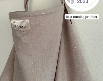 Stilldecke zum Stillen und Abpumpen von Babys | Musselin Double Gauze Baumwolle | Stillschürze mit Schal, atmungsaktiver Draht, Farbe Taupe-Beige