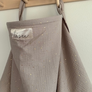 Nursing Cover for Baby Breastfeeding & Pumping Muslin Double Gauze Cotton Breast Feeding Apron Shawl Breathable Wire Golden dot Taupe Beige