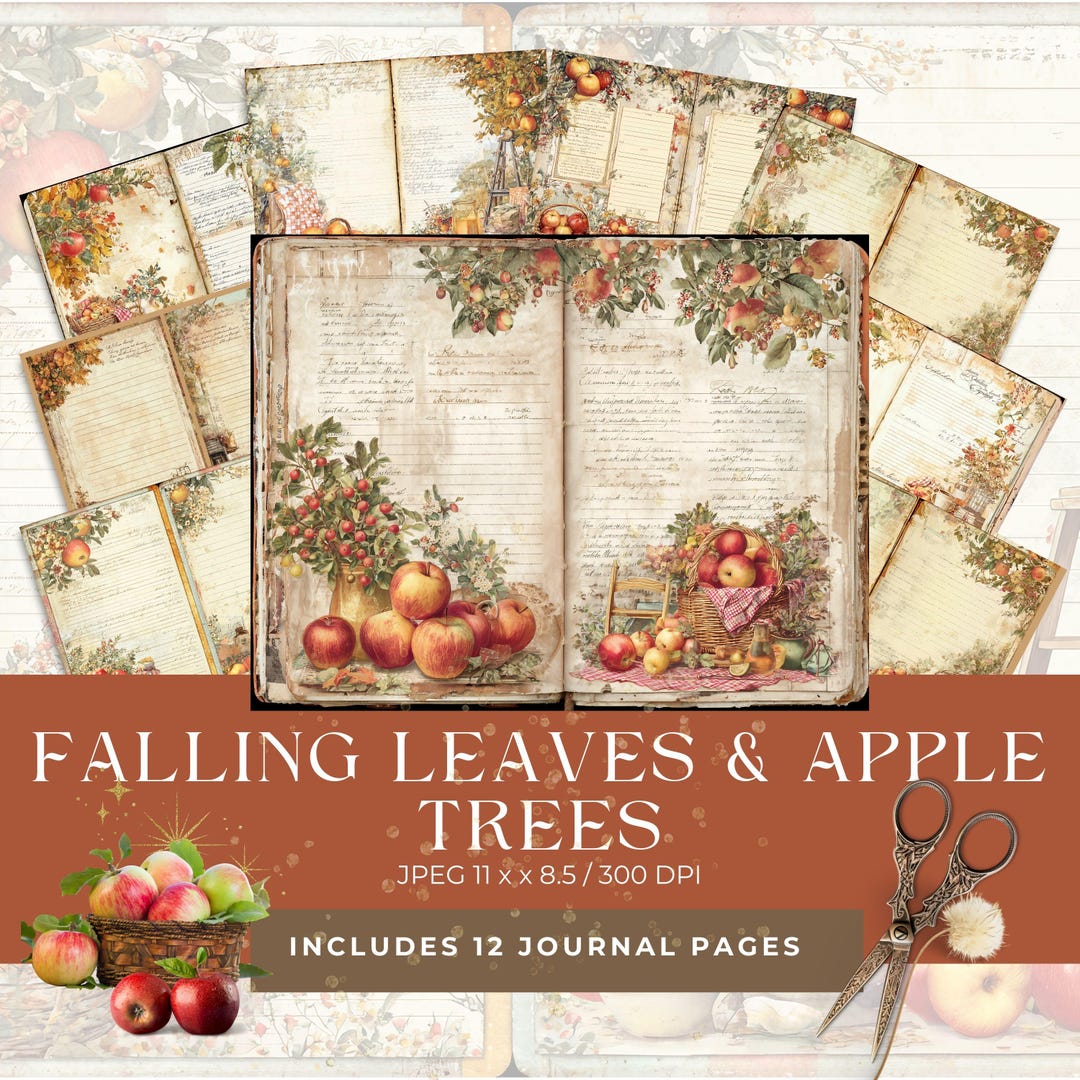Falling Leaves and Apple Trees Journal Junk Journal Pages, Scrapbook ...