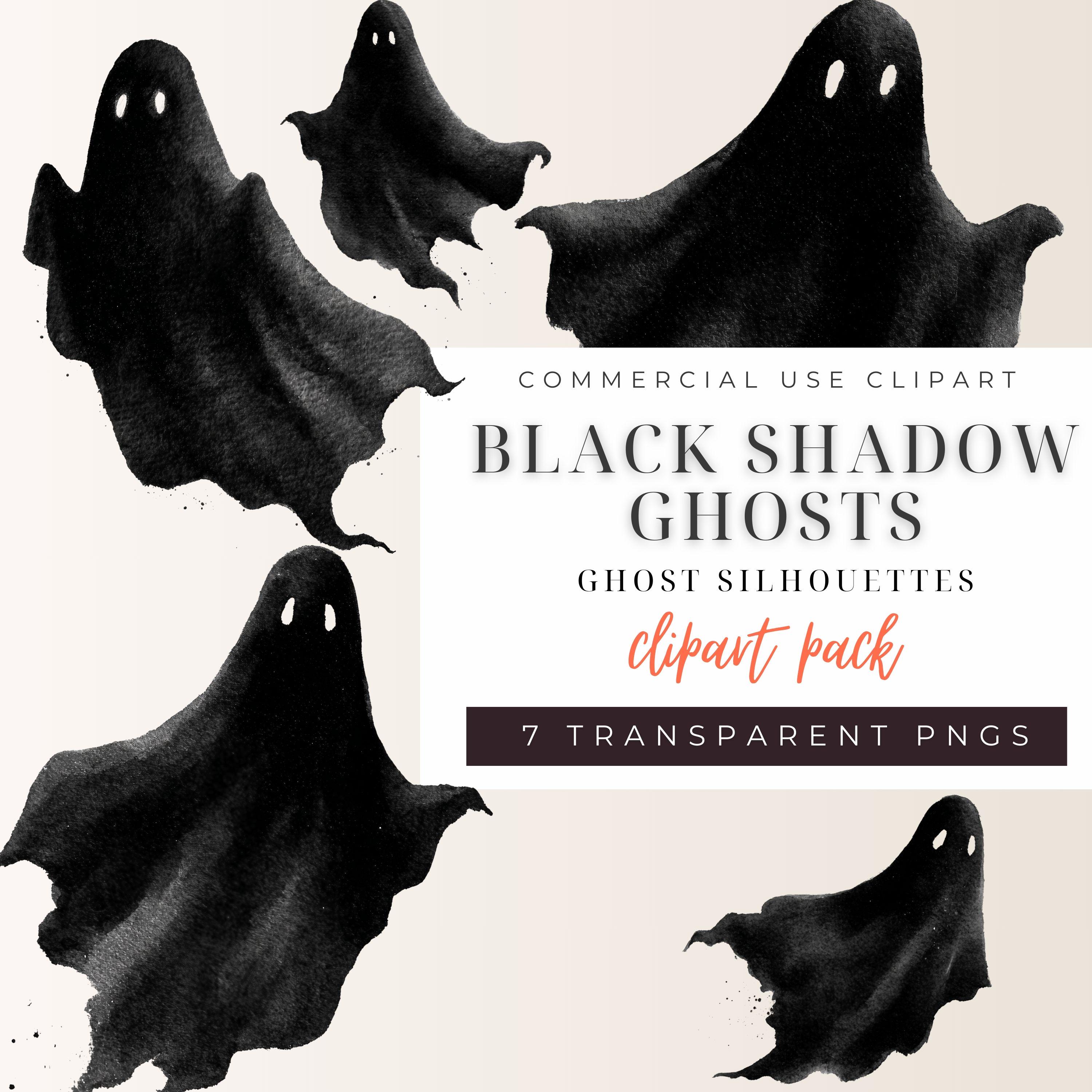 Shadow Ghost Sticker Black Shadow Ghost Silhouettes Watercolor Clipart, Halloween Decor ...
