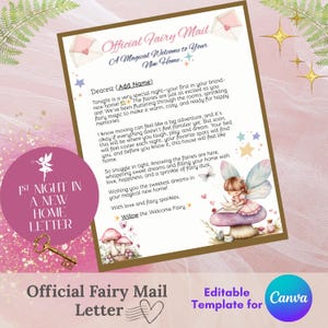 Carta de Hada para Nuevo Hogar, Nota de Hada, Hada, Nota de Almohada de Hada, Plantilla de Canva Editable, Carta de Hada Imprimible, Descarga Digital Instantánea