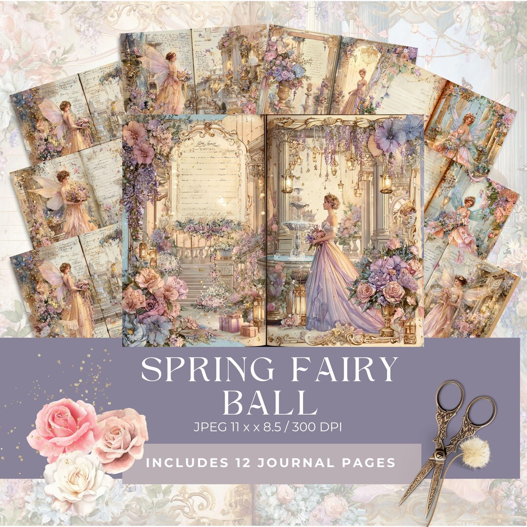 The Fairy Spring Ball Junk Journal Pages, Scrapbook, Rose Garden ...