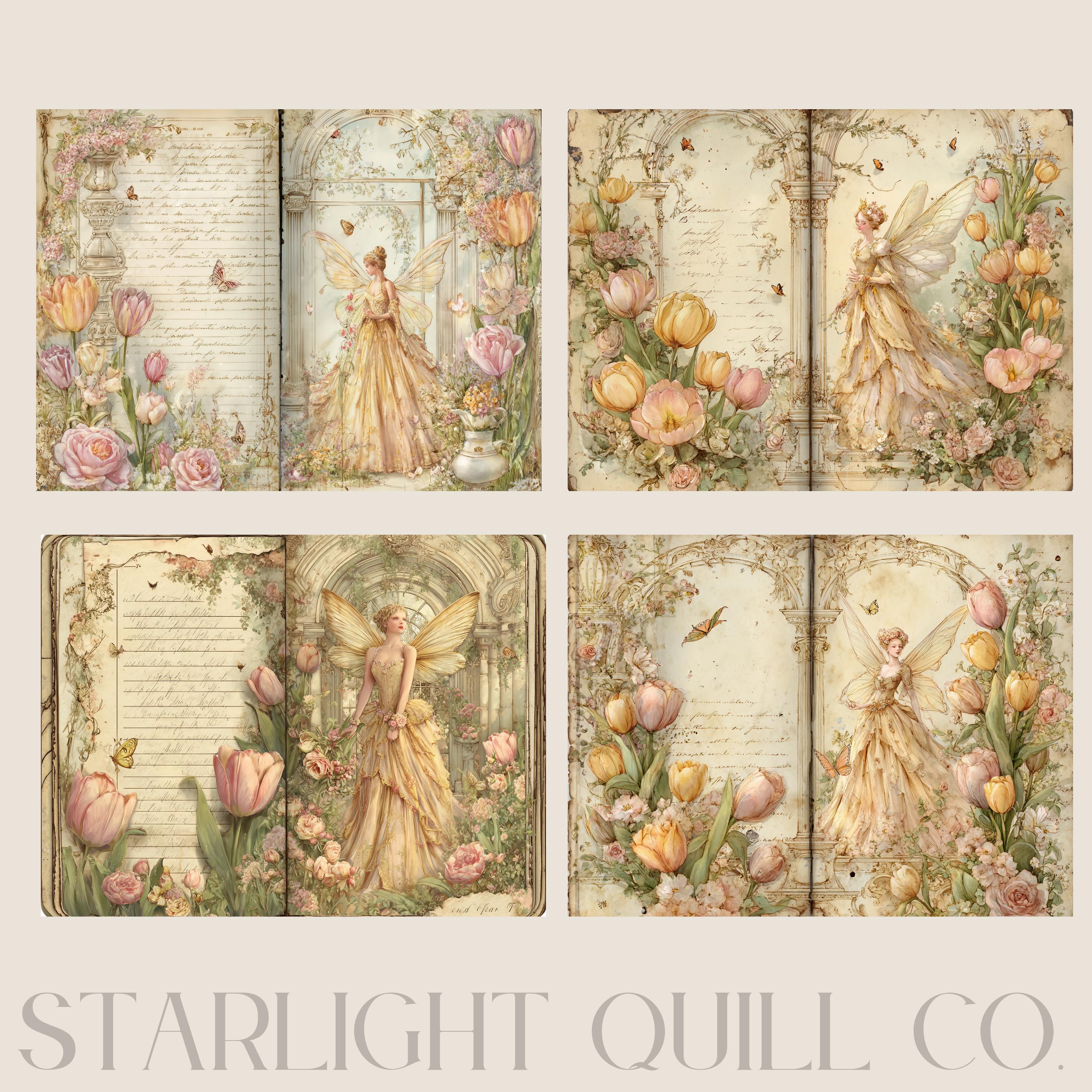 Tulip Garden Fairy Junk Journal Pages, Garden Flowers, Spring Fairy ...
