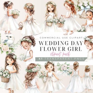 Hochzeit Blumenmädchen Aquarell Clipart Pack, Hochzeitsblumen, Hochzeitsfeier, Einladung, Hochzeitsdusche, PNG Datei, digitaler Download