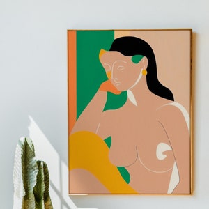 Henri Matisse Style Woman Abstract Wall Art Trendy Room Decor Modern Art Minimalist Print Female Portrait Matisse Wall Art PRINTABLE