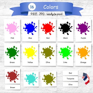 COLORS Montessori cards, Editable cards, Montessori printable, flash cards, learning material, Home schooling, Nomenclature Flashcards