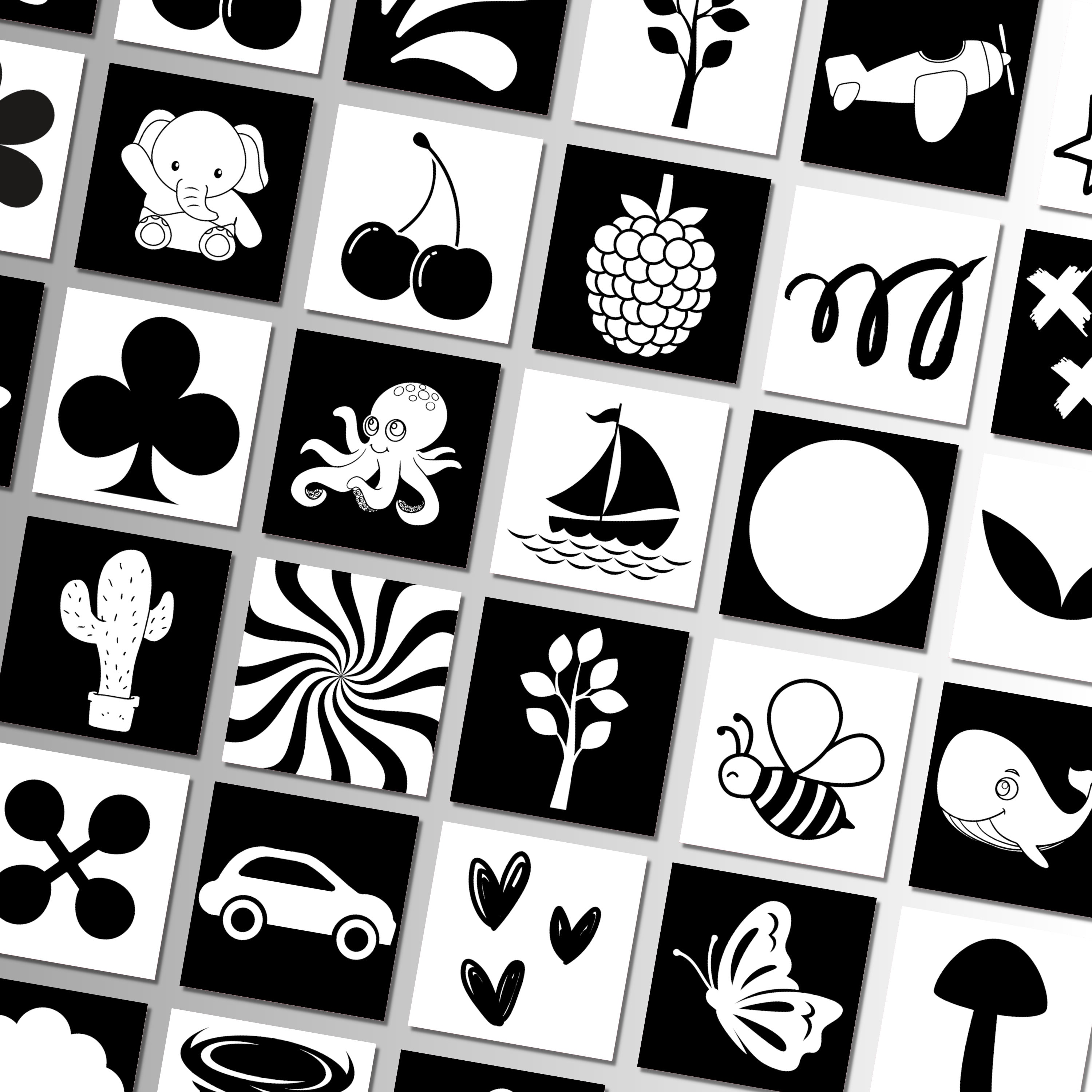 Montessori Baby Sensory Cards, High Contrast Visual Stimulation (PDF ...