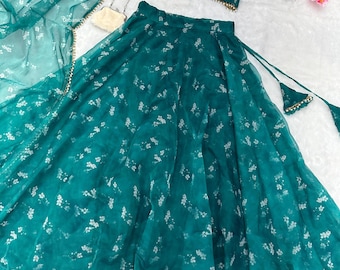 Organza Floral Lehenga Set: Stitched Blouse & Fancy Dupatta, Wedding wear Lehenga