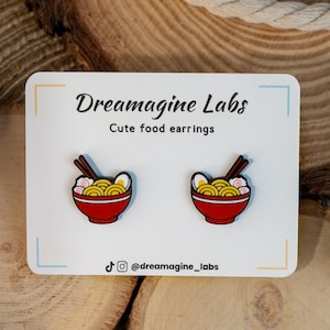 Earrings Ramen | 3D printing | Kawaii food earrings | Button closure | Original gift for ramen lovers