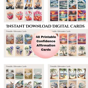 Tarjetas de afirmaciones imprimibles de confianza, descarga digital, afirmaciones de desarrollo personal, 48 tarjetas para crecimiento personal, herramienta de coaching