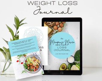 Menopause Weight Loss Journal, instant download, printable journal, healthy eating , habit tracking, motivation, affirmations, goal setting