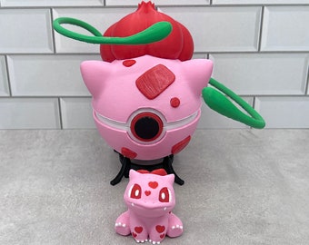 Beautiful Pink Bulbasaur With Articulated Themed Pokeball 3D Printed in Full Color