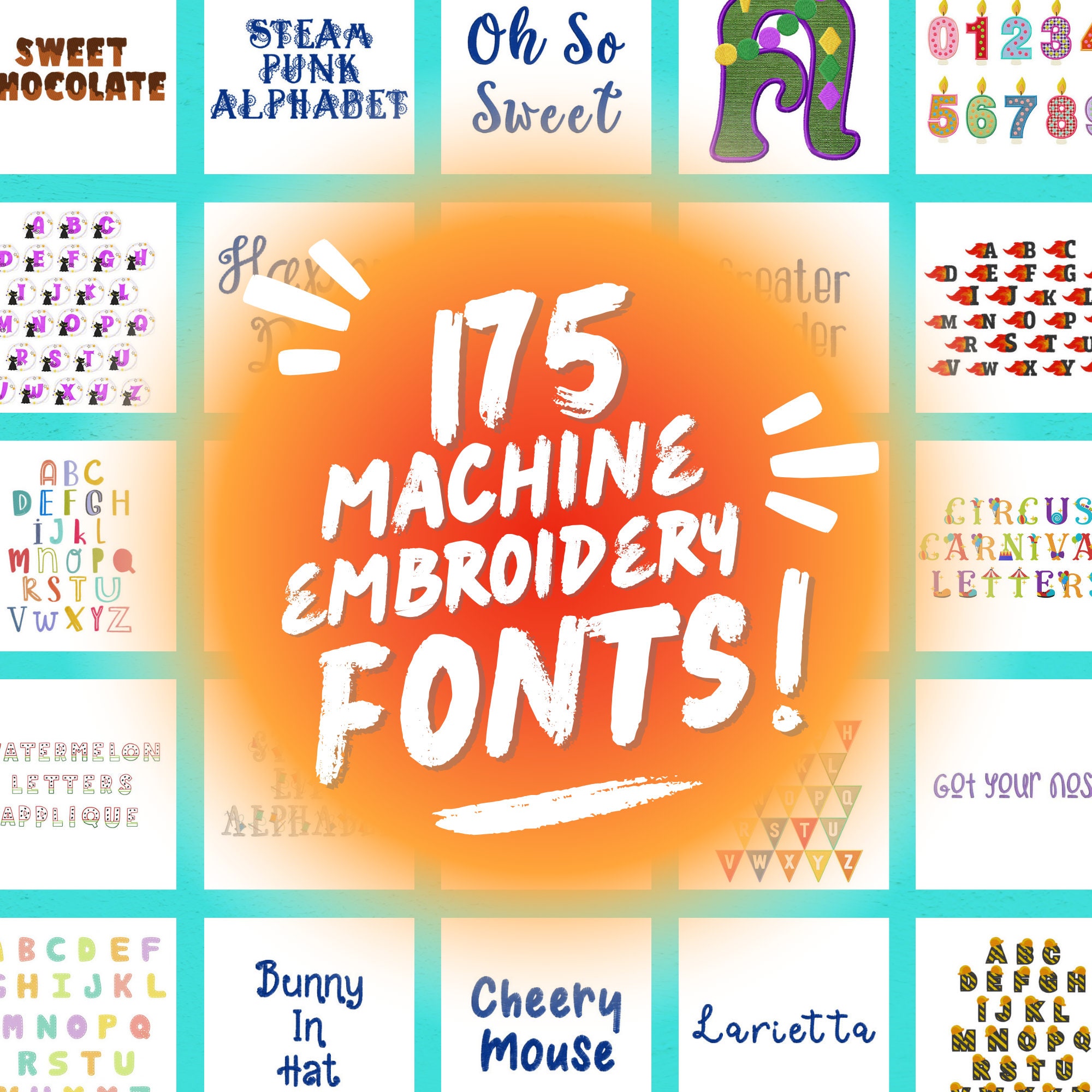 175 Machine Embroidery Fonts in BX Brother PES Files & All Other ...