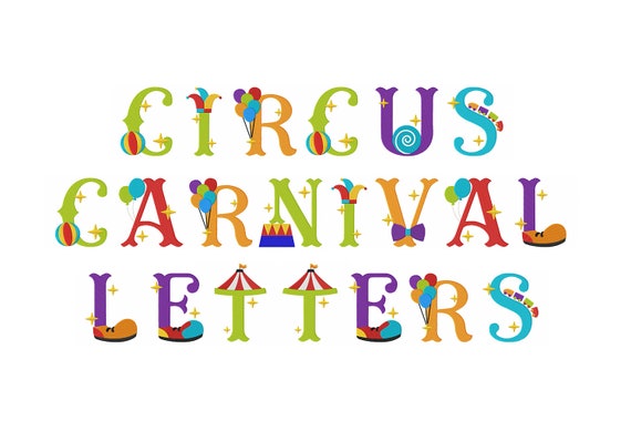 Circus Carnival Machine Embroidery Font for Brother, PES, BX, Embrilliance software, Viking and all Embroidery Machines, Embroidery Designs