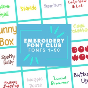 Machine Embroidery Fonts Bundle 50 Included Brother PES File BX Embrilliance Viking & More Machines Embroidery Fonts Designs Letters