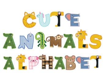 Cute Animal Machine Embroidery Font for Brother, PES, BX Embrilliance software, Viking and all Embroidery Machines, Embroidery Designs