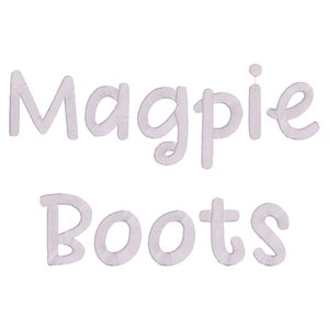 May include: White text on a white background reads "Magpie Boots".