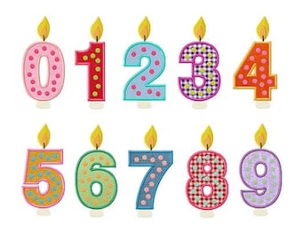Candle Numbers Machine Embroidery Appliqué, Brother, PES, BX, Embrilliance software, Viking and all Embroidery Machines, Embroidery Designs