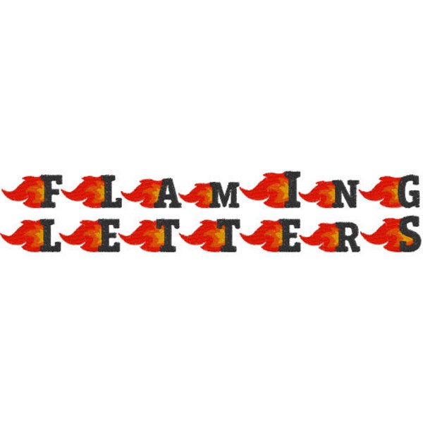 Flaming Letters Machine Embroidery Font for Brother, PES, BX, Embrilliance software, Viking and all Embroidery Machines, Embroidery Designs