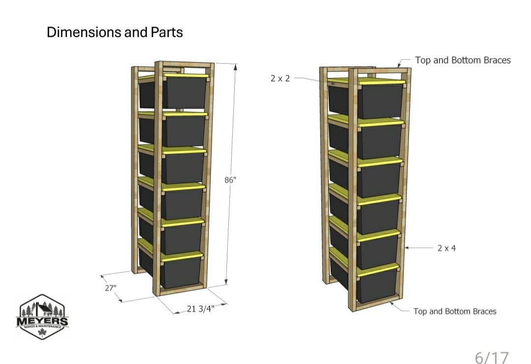 Storage Box Diy Racking TOTE STORAGE RACK Step by Step Build Plans 64L / 17G Totes - Etsy Canada