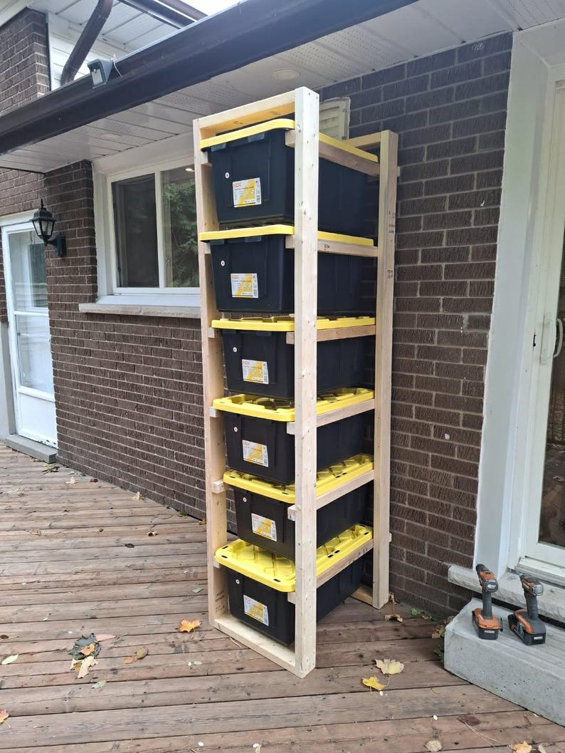 Storage Rack Ideas TOTE STORAGE RACK Step by Step Build Plans 64L / 17G Totes - Etsy Canada