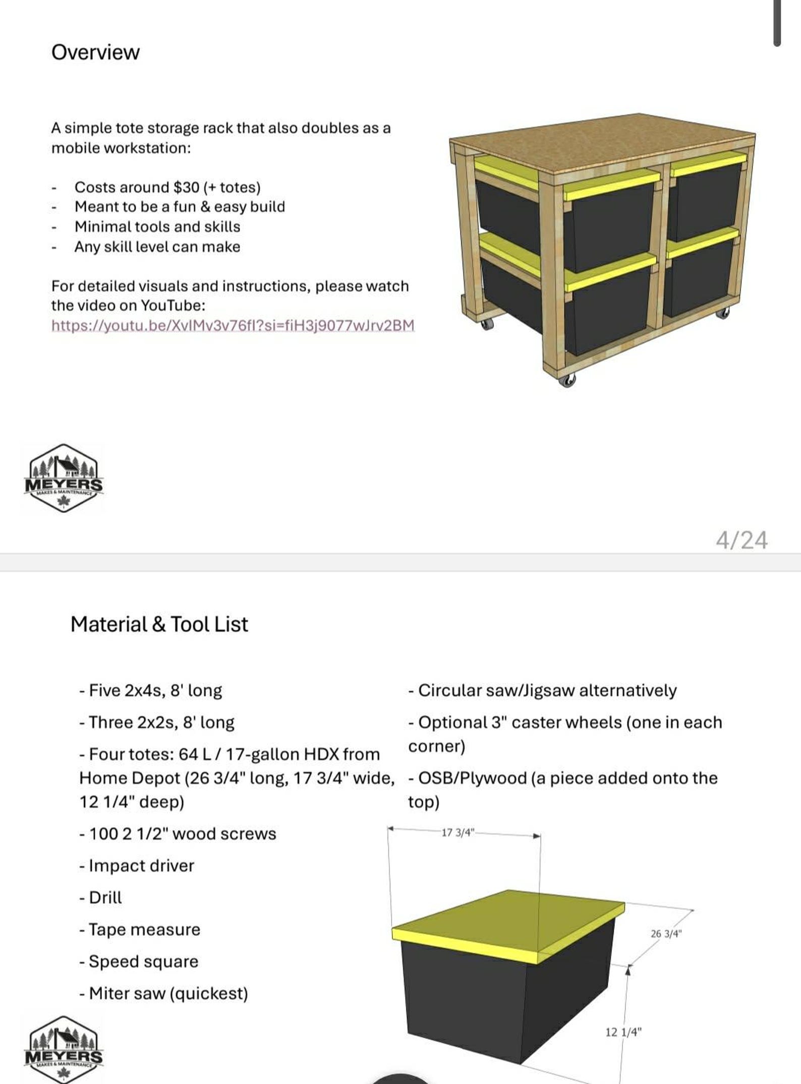 Tote Step File TOTE STORAGE Work Bench Step by Step Build Plans 64L / 17G Totes - Etsy ...